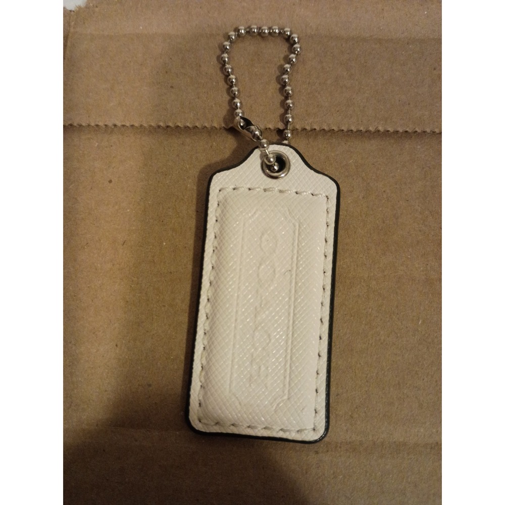 Coach White Saffiano Crossgrain Leather Handbag Replacement Hangtag Charm Silver
